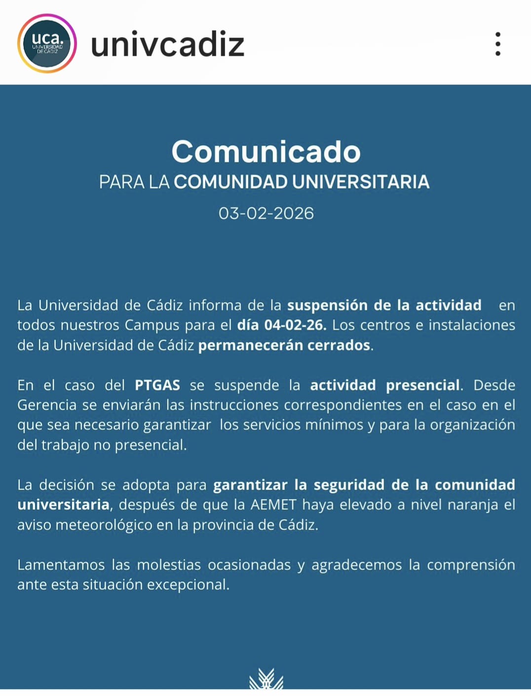 COMUNICADO